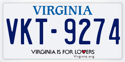 VA license plate VKT9274