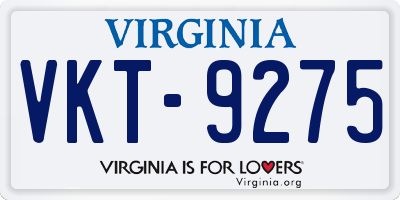 VA license plate VKT9275