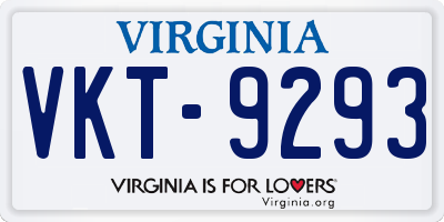 VA license plate VKT9293