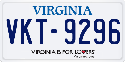 VA license plate VKT9296