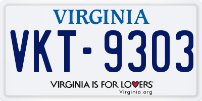 VA license plate VKT9303