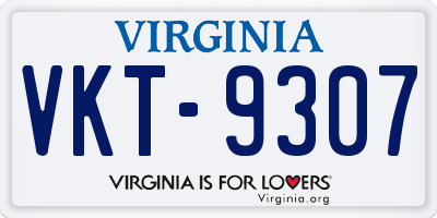VA license plate VKT9307