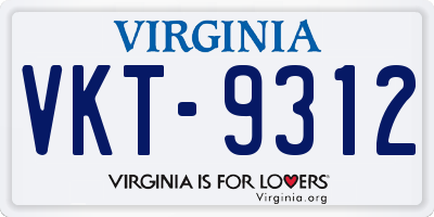 VA license plate VKT9312