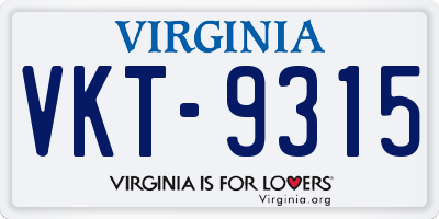 VA license plate VKT9315