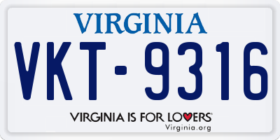 VA license plate VKT9316