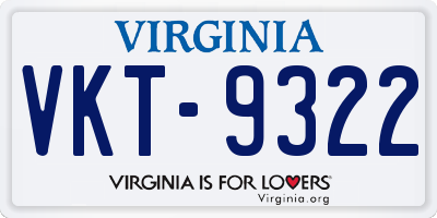 VA license plate VKT9322