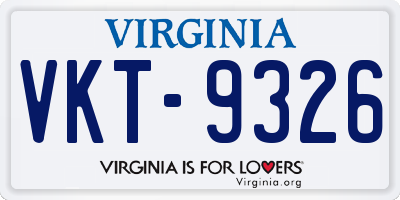 VA license plate VKT9326