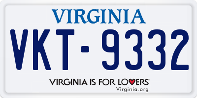 VA license plate VKT9332