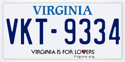 VA license plate VKT9334