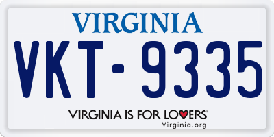 VA license plate VKT9335