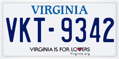 VA license plate VKT9342