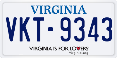 VA license plate VKT9343
