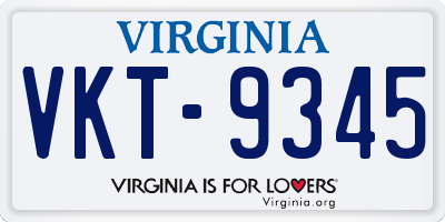 VA license plate VKT9345