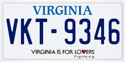 VA license plate VKT9346