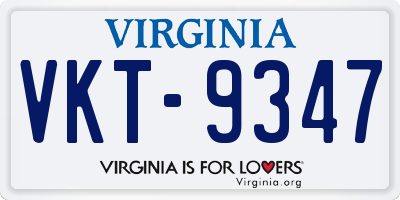 VA license plate VKT9347