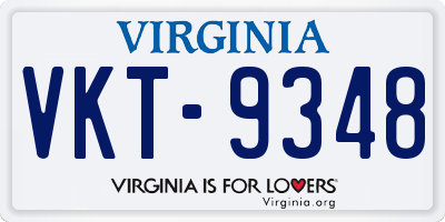 VA license plate VKT9348
