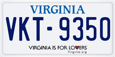 VA license plate VKT9350