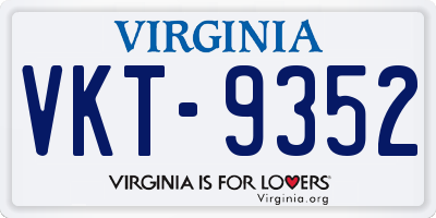 VA license plate VKT9352