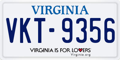 VA license plate VKT9356