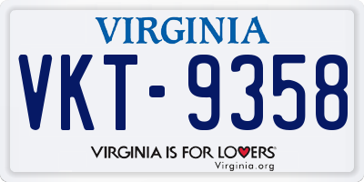 VA license plate VKT9358
