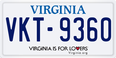 VA license plate VKT9360