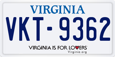 VA license plate VKT9362