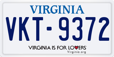 VA license plate VKT9372