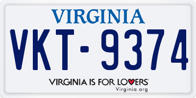 VA license plate VKT9374