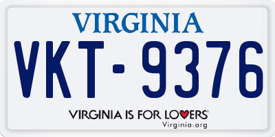 VA license plate VKT9376