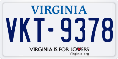 VA license plate VKT9378