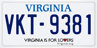 VA license plate VKT9381