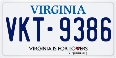 VA license plate VKT9386