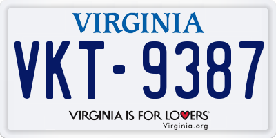 VA license plate VKT9387