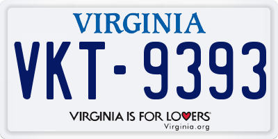 VA license plate VKT9393