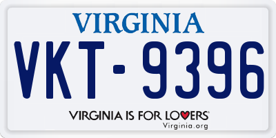 VA license plate VKT9396