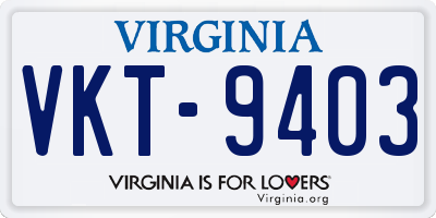 VA license plate VKT9403