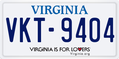 VA license plate VKT9404