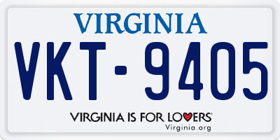 VA license plate VKT9405