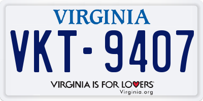 VA license plate VKT9407