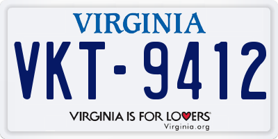 VA license plate VKT9412