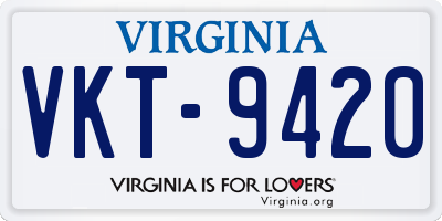 VA license plate VKT9420
