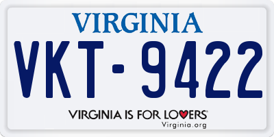 VA license plate VKT9422