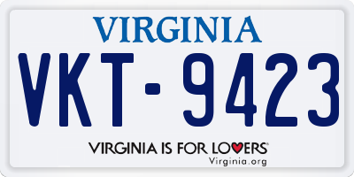 VA license plate VKT9423
