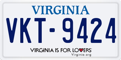 VA license plate VKT9424