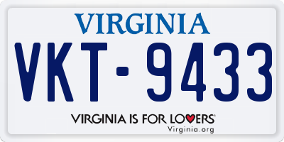 VA license plate VKT9433