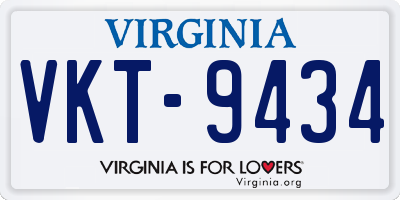 VA license plate VKT9434