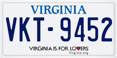 VA license plate VKT9452