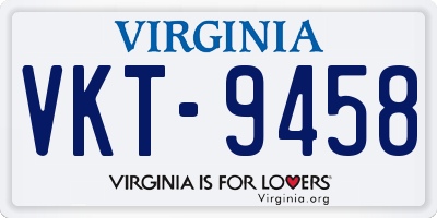 VA license plate VKT9458