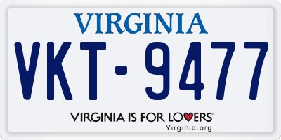 VA license plate VKT9477