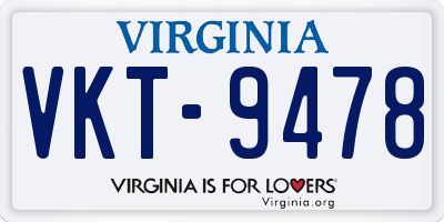 VA license plate VKT9478